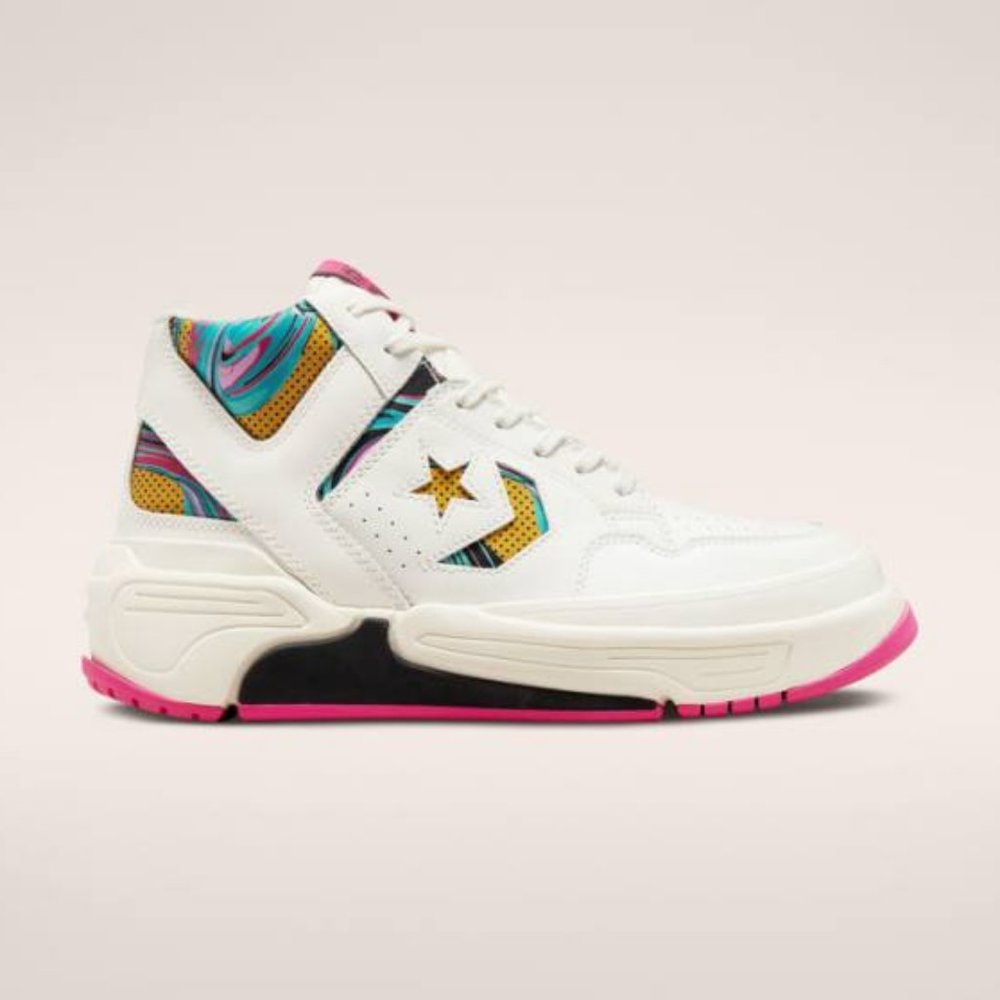 Men Converse Weapon CX Mid Throwback Craft Sneakers Size: US 12 White Black Pink - Picture 2 of 4